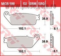 Set placute frana TRW MCB598SRM - Honda CB 400-600-1000 - CBR 750 - VT 1100 Shadow - Kymco People - Xciting- Suzuki GSF - GSX 400cc